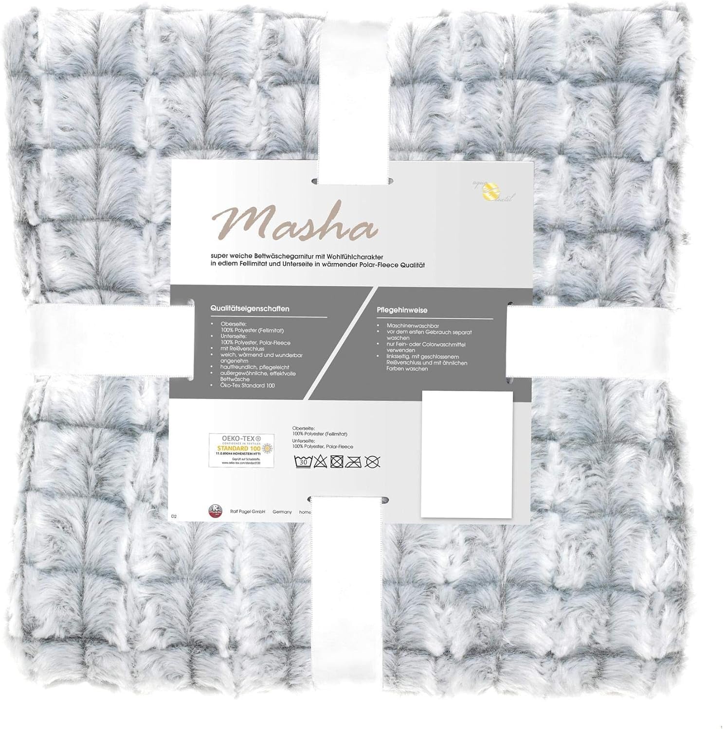 Aqua-Textil Morbida coperta 150 x 200 cm Grigio Bianco Melange Coperta TV in peluche Copriletto Sherpa Fleece Oeko-Tex Ottawa Letti e coperte Besuche den aqua-textil-Store Biancheria da letto in pelliccia sintetica grigia 155 x 220 cm