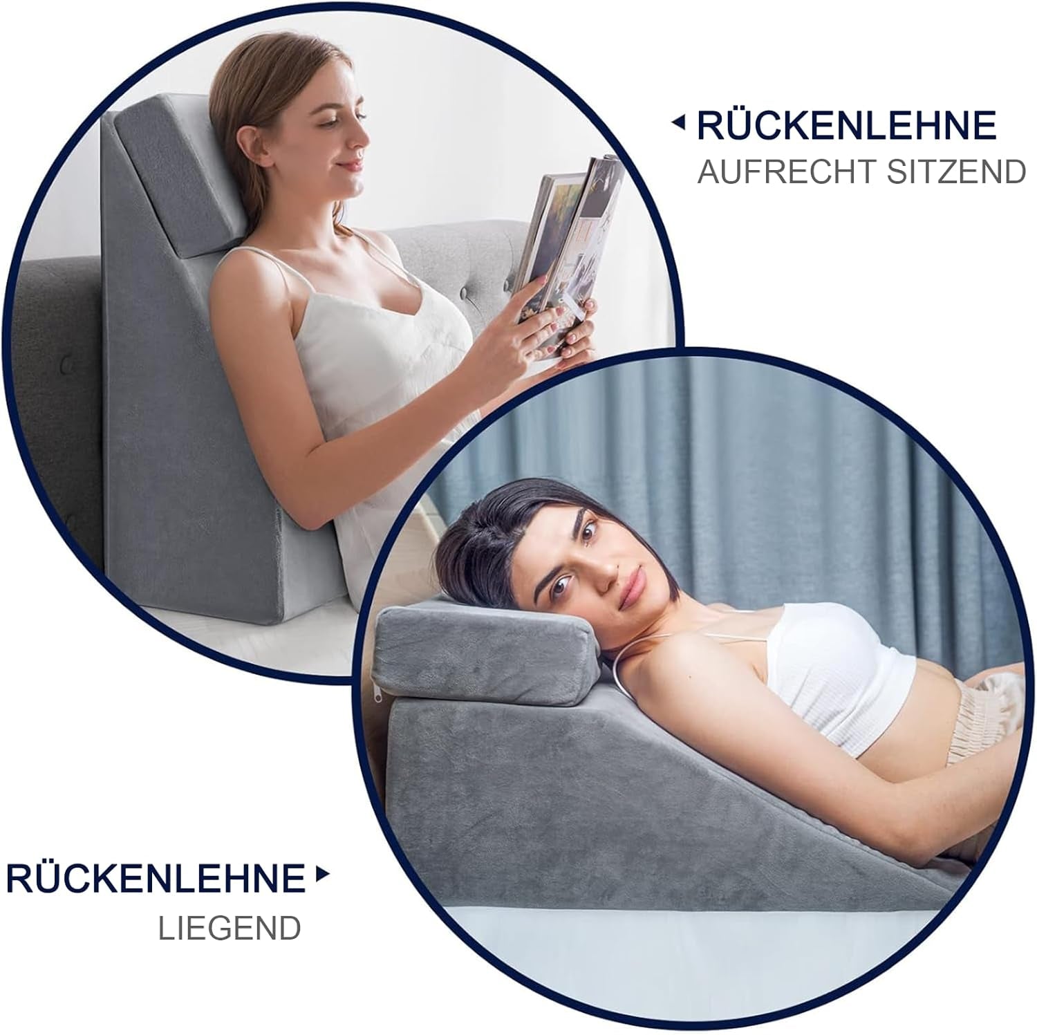 Cuscino da lettura e cuscino in piume per elevatore gambe, cuscino per collo e gamba posteriore in memory foam, cuscino multifunzionale staccabile per letto, divano, seduta, sonno e riposo (Grigio)