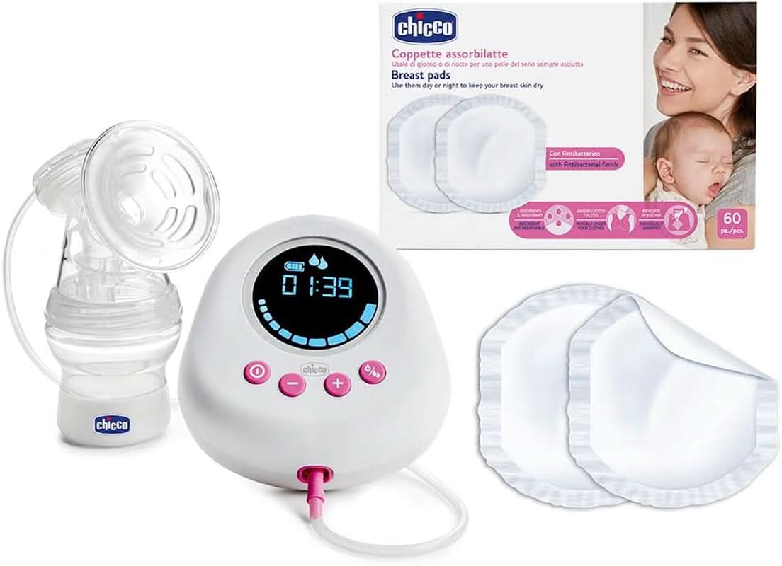 Chicco, tiralatte elettrico portatile, 5 livelli di intensità, 150 ml Accessori Alimentazione e Allattamento Bebe Naty Shop Milchpumpe + Sauger
