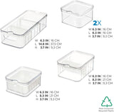 iDesign Scatole portaoggetti, Organizer per frigorifero con coperchio in set da 5, Scatole portaoggetti in plastica riciclata per organizzare i materiali di consumo, Scatole portaoggetti Naty Shop trasparenti e bianche
