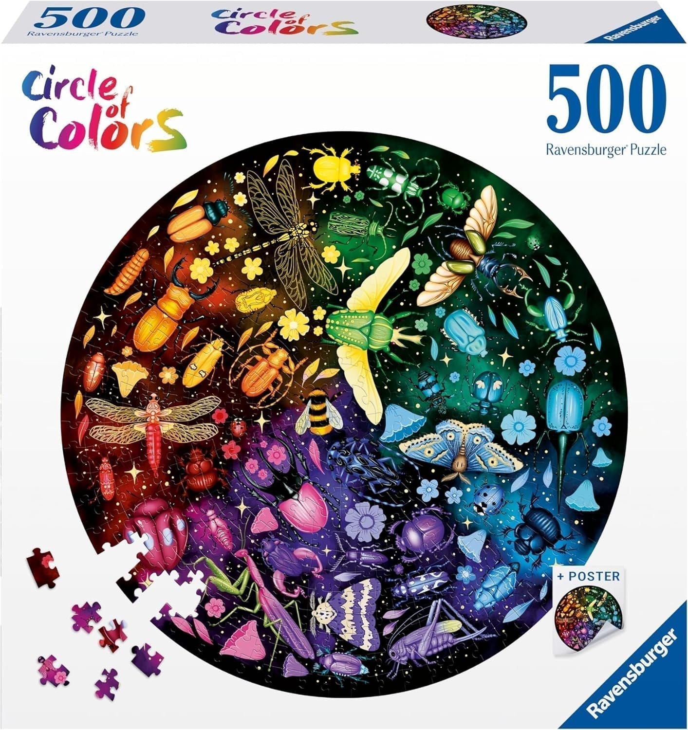 Ravensburger - Puzzle per adulti - Puzzle rotondo da 500 pezzi - Adatto dai 12 anni - Insetti (ruota dei colori) - Puzzle made in Europe - 12000820 Puzzle Naty Shop