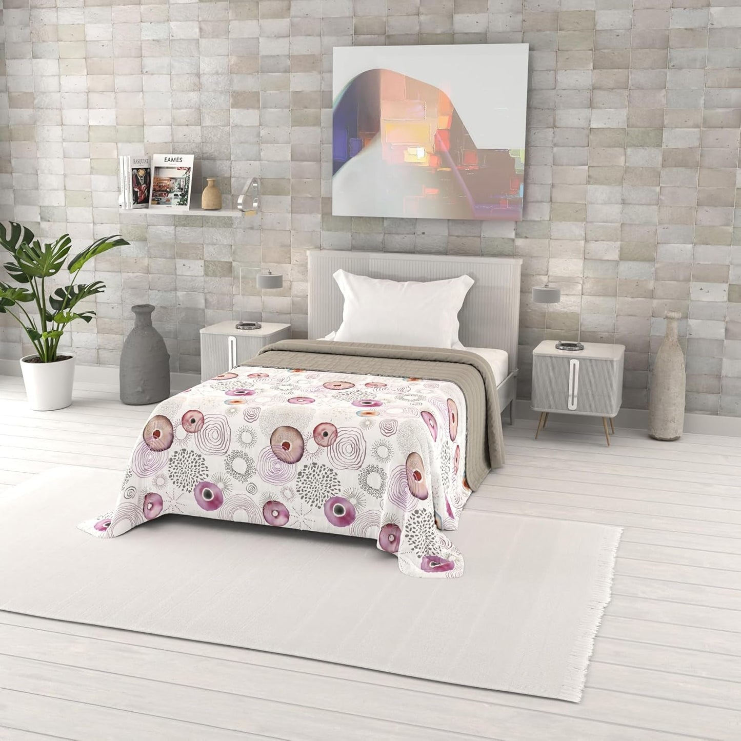 Trapunta estiva stampata fantasia, imbottitura in poliestere, Petali, 260X270Cm Trapunte e Trapunte Naty Shop Morfeo 220X270Cm