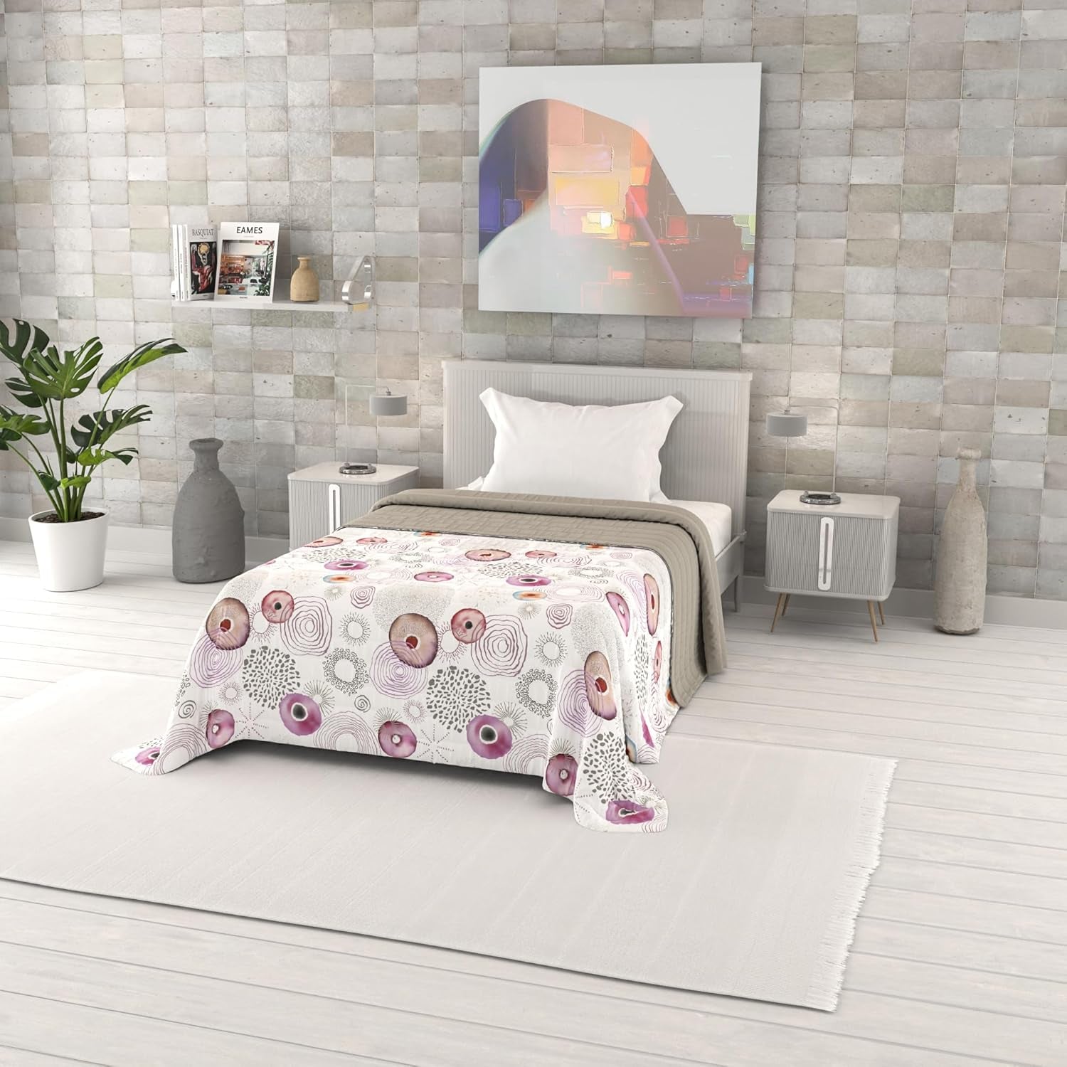 Trapunta estiva stampata fantasia, imbottitura in poliestere, Petali, 260X270Cm Trapunte e Trapunte Naty Shop Morfeo 220X270Cm