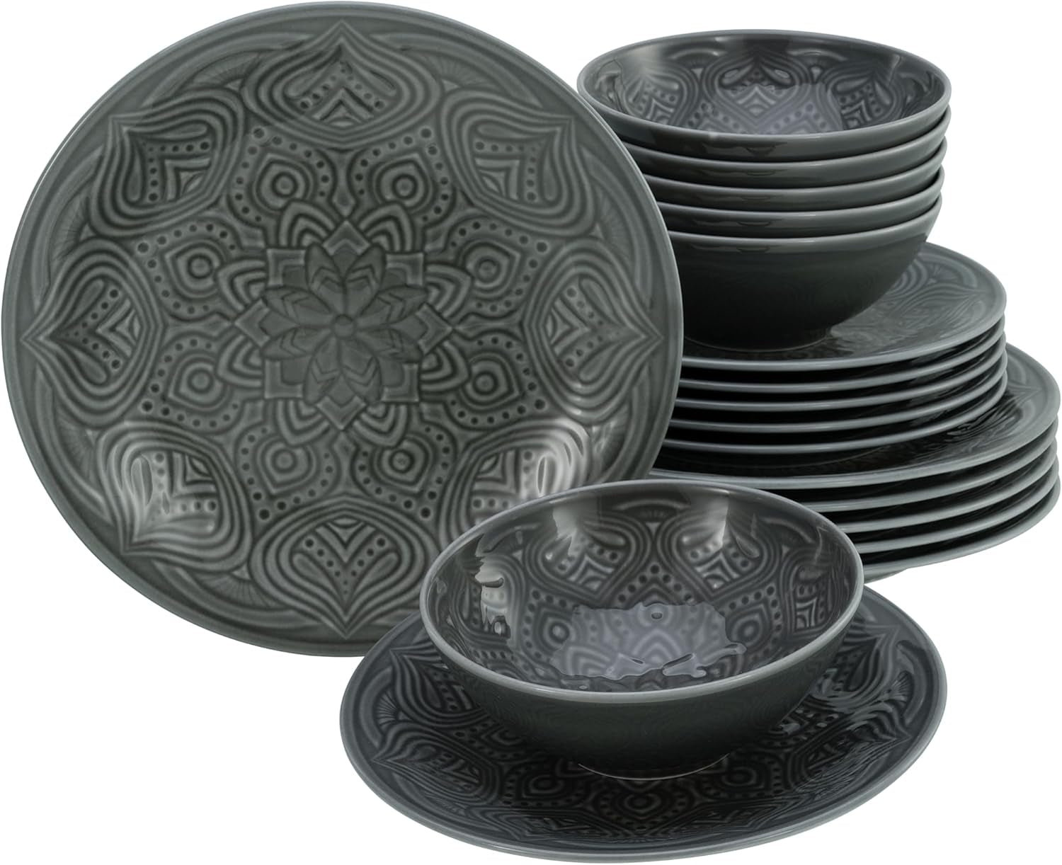 CreaTable, 21627, serie Orient Mandala, set di stoviglie da 18 pezzi, set di piatti in porcellana, lavabile in lavastoviglie e adatto al microonde, prodotto in Europa