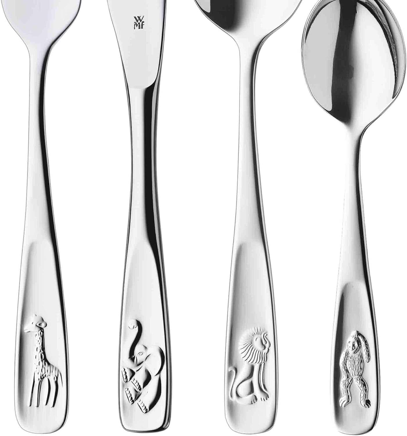 WMF Animals set posate in acciaio inox per bambini, 4 pezzi, lucido Cromargan Kitchen Naty Shop