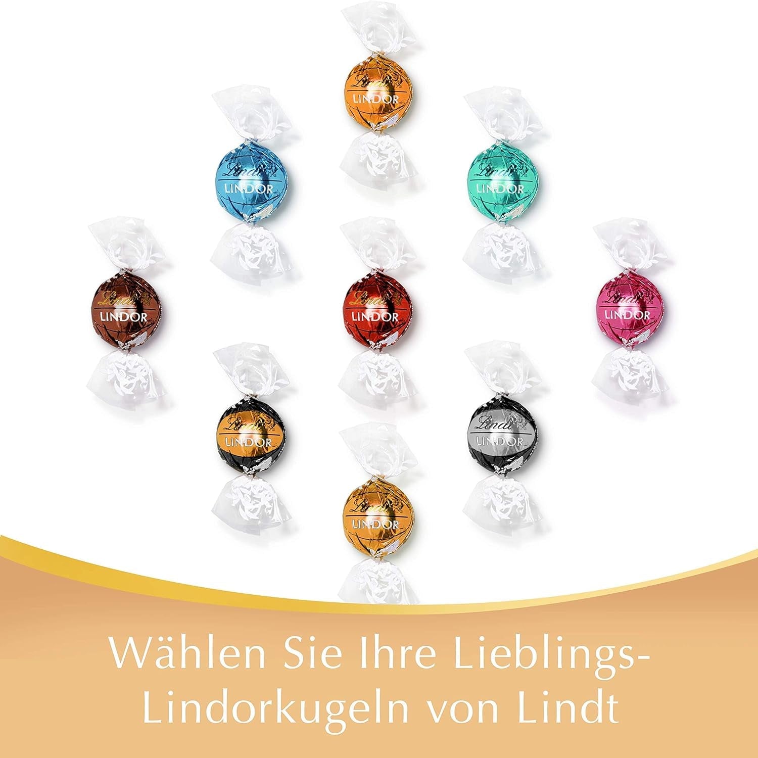 Confezione regalo Lindt LINDOR con cioccolatini assortiti, ca. 15 tartufi LINDOR, 4 varietà (cioccolato al latte, cioccolato bianco, cioccolato fondente 60% e nocciola), 187 g