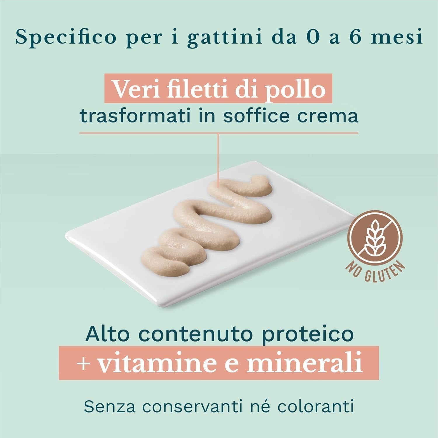 Alimento umido per gatti piccoli con crema di pollo e pollo - Alimento umido per gatti piccoli - Alimento umido per gatti con crema di pollo, senza cereali, ricco di proteine, vitamine e minerali (20 buste x 150 g)