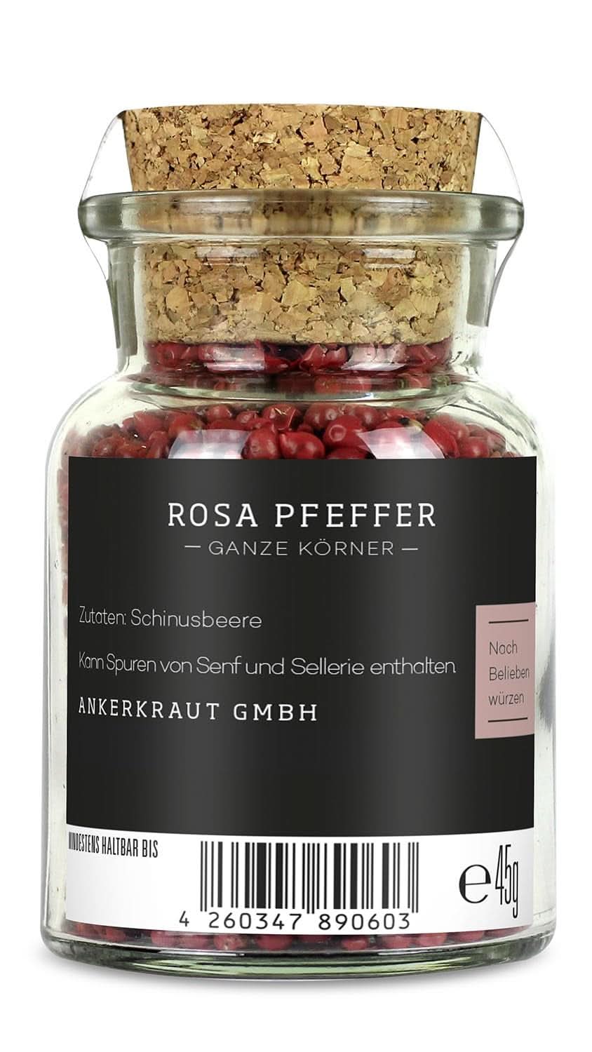Ankerkraut, pepe rosa (Schinus Berry), bacche rosa, perfetto per Gin Tonic, 45 grammi Condimente Naty Shop