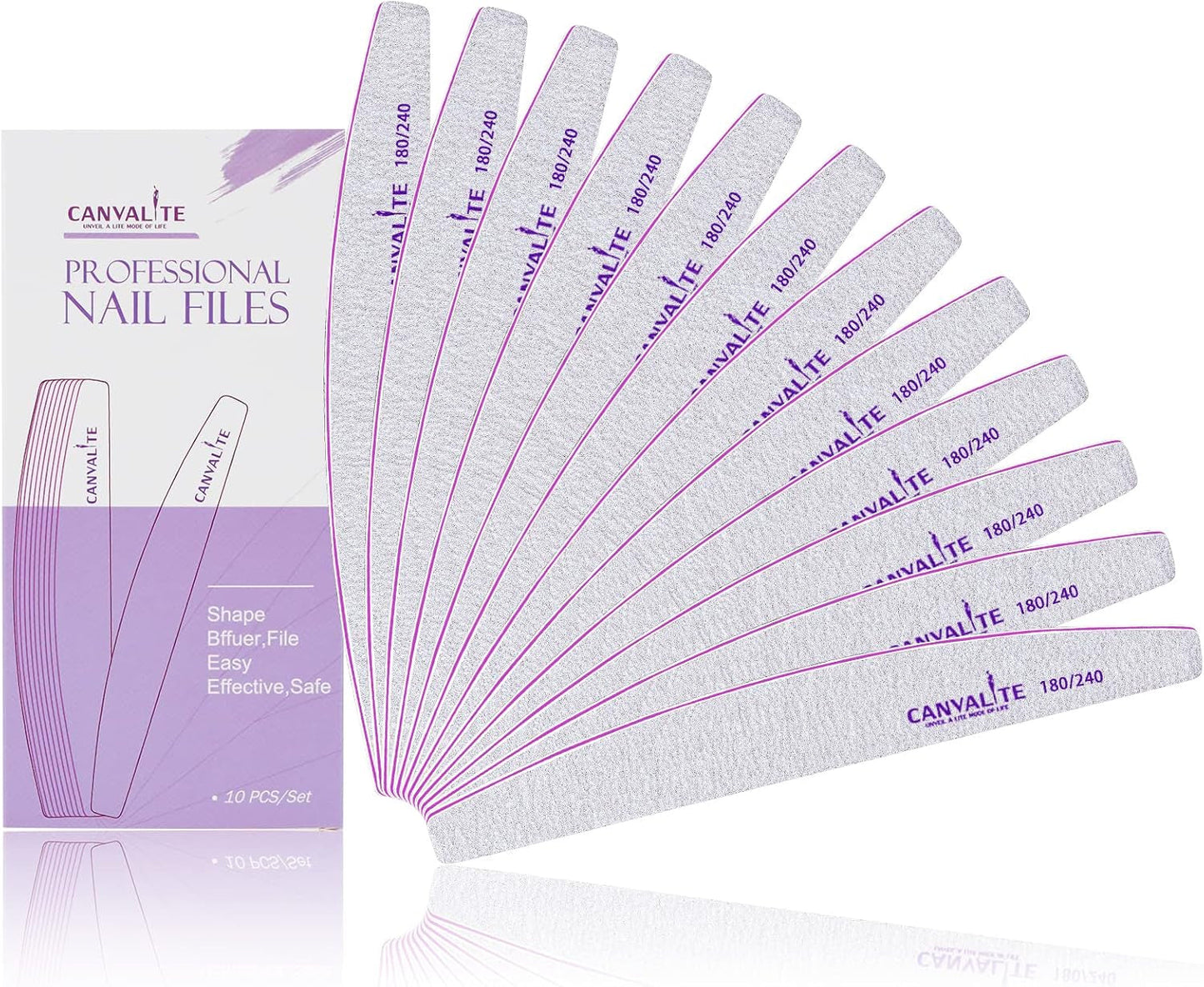 10 Stück Professionale Nagelfeilen Doppelseitig (100/180 Körnung) Nagelwerkzeug, Haustierpflege Für Zuhause und Salon Verwendbar
