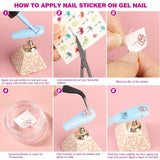 FANDAMEI 54 Blätter Wassertransfer Nagelsticker & Nail Art Pinsel Set, Penne a pois, Blattgold Für Nagelkunst, Streifenband, Strasssteine, Werkzeug und Dekorationen Set Für Nagelkunst Maniküre Set
