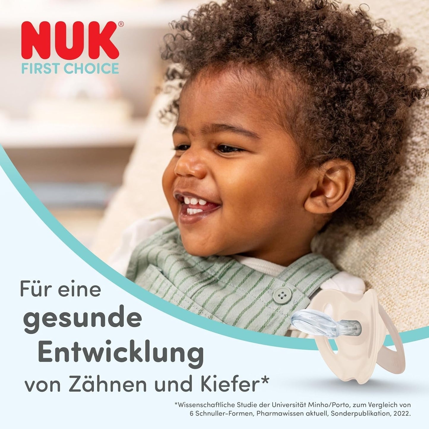 Ciuccio notturno per neonati NUK First Choice | 6-18 mesi | Ciucci ortodontici che si illuminano al buio | Lenisce il 99% dei bambini** | Coniglio/Pecora | Confezione 0-2