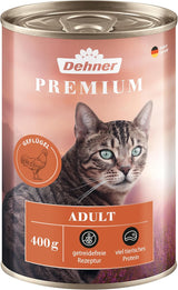 Dehner Premium cibo umido per gatti, senza cereali, per gatti adulti, pollame, 6 lattine da 400 g (2,4 kg)