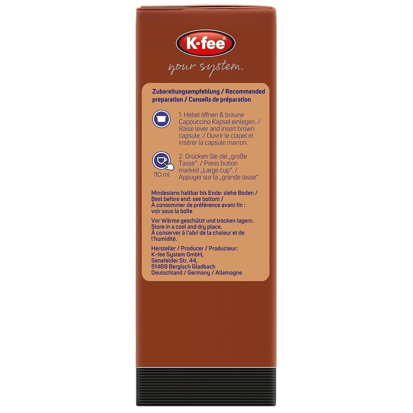 KRÜGER Cappuccino Schoko Capsule di caffè, compatibili con K-fee e ALDI EXPRESSI* Kapselmaschinen, caffè solubile aromatizzato, 96 capsule