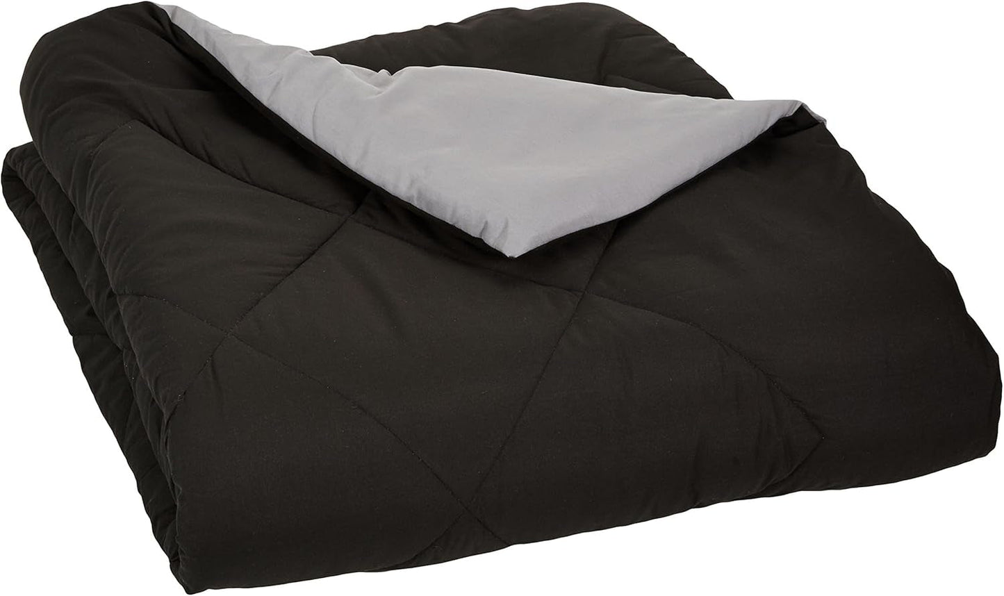 Copripiumino Amazon Basics in microfibra, utilizzabile su entrambi i lati, 220 X 240 Cm, grigio/nero Piumini e trapunte Naty Shop