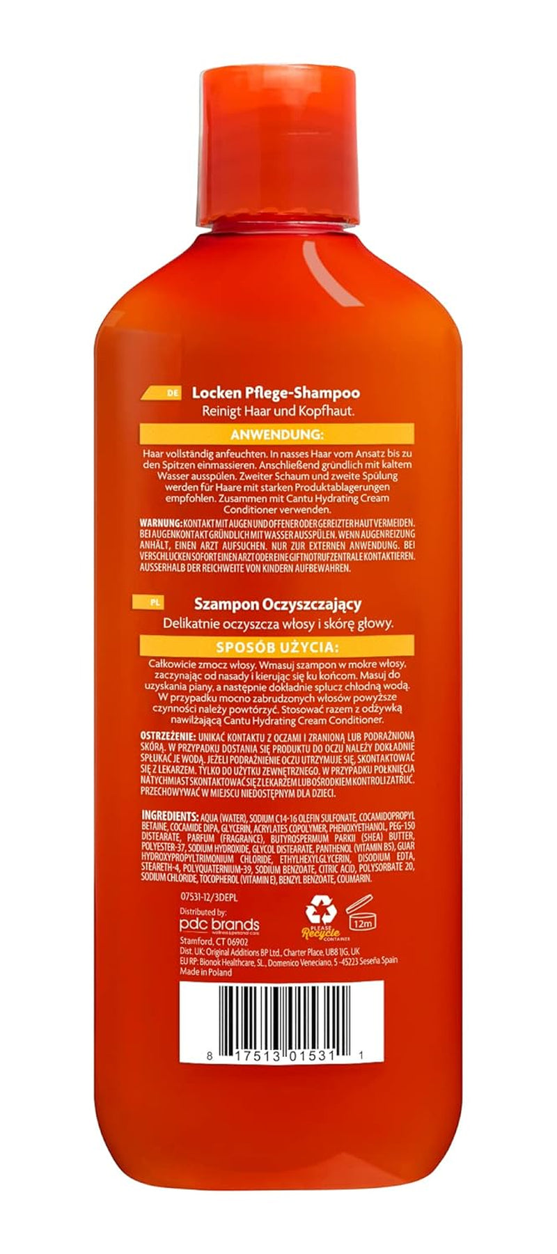 Cantu Cleansing Cream Shampoo – Shampoo Für Lockiges und Krauses Haar – Reichhaltige Formel Aus Shea Butter – Sanfte und Tiefenwirksame Reinigung Für Haar und Kopfhaut – Sulfatfrei – 400 ml Cantu Doccia e Bagno
