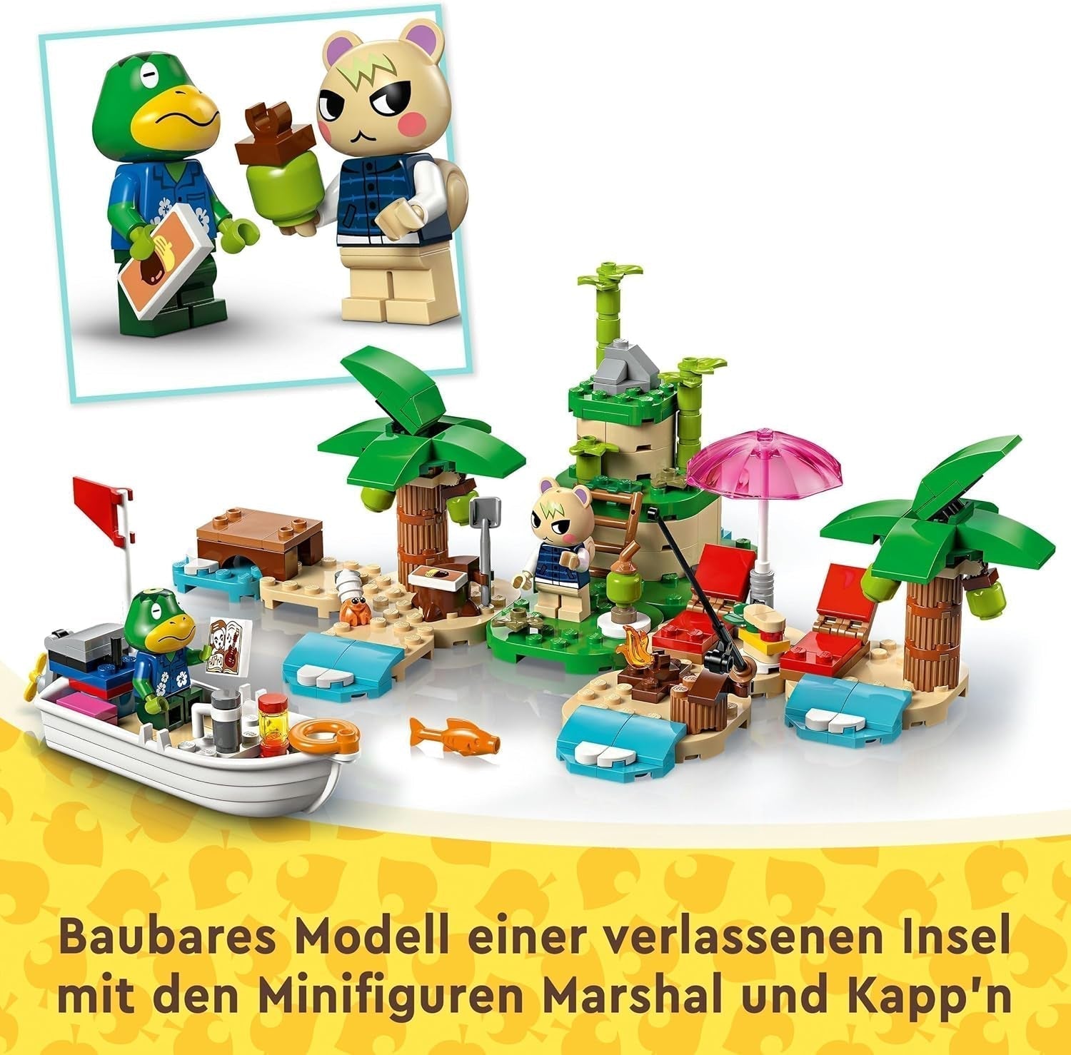 LEGO Animal Crossing Käptens Island Boat Tour, giocattolo creativo per bambini con 2 minifigure della serie di videogiochi incluso Huschke, regalo per ragazze e ragazzi a partire da 6 anni 77048 Set da costruzione Besuche den LEGO-Store