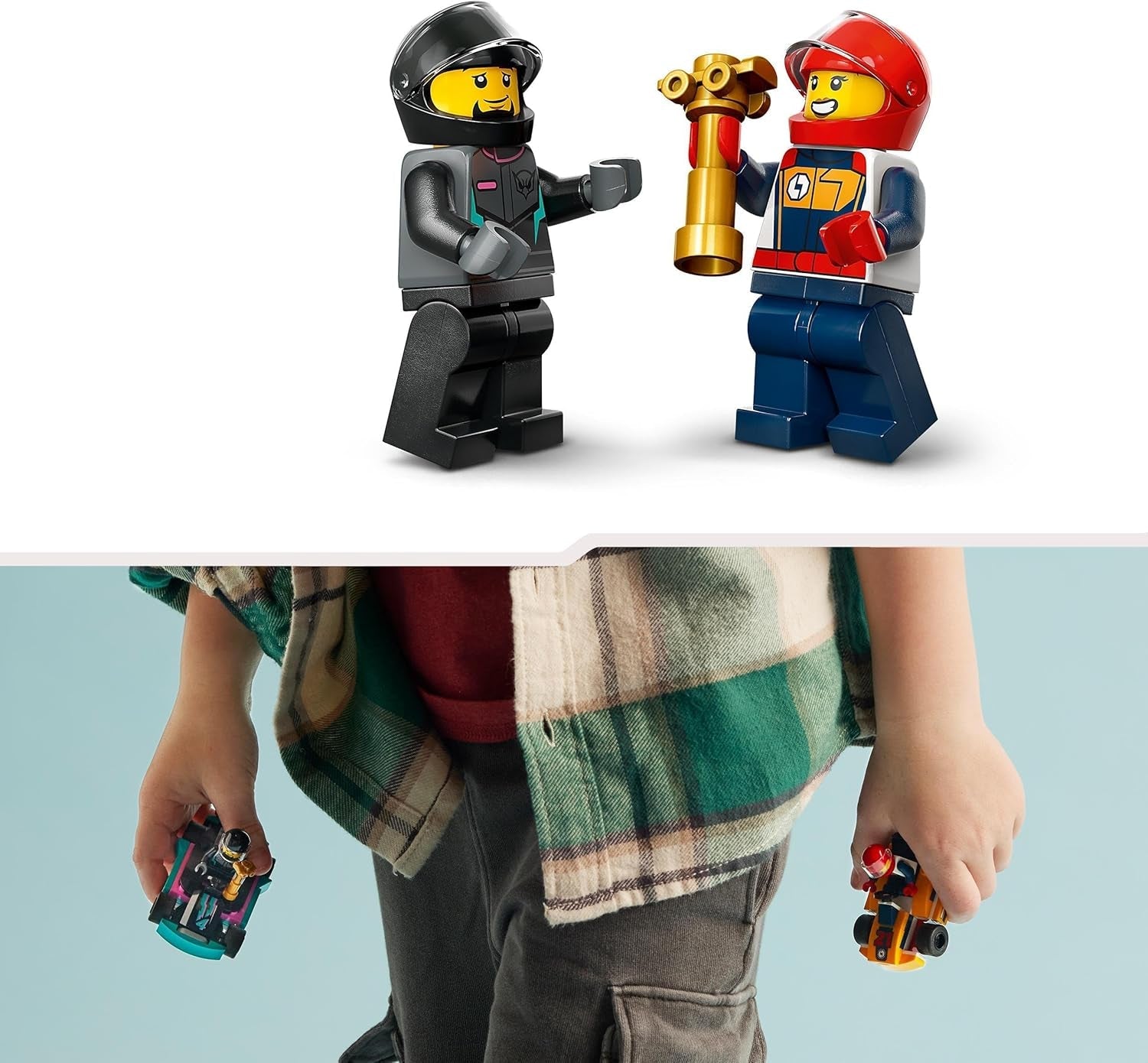 Go-Kart LEGO City con piloti, set di 2 minifigure di piloti e auto da corsa, macchinine giocattolo per ragazzi e ragazze di 5 anni, regalo divertente per bambini 60400 Set da costruzione Besuche den LEGO-Store