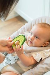 Nuby - Anello da dentizione con avocado - Giocattolo da dentizione in silicone e legno - Nucleo rotante in legno - Giocattolo da dentizione per neonati e bambini piccoli - Ausilio per la dentizione - Senza BPA - 6+ Mesi