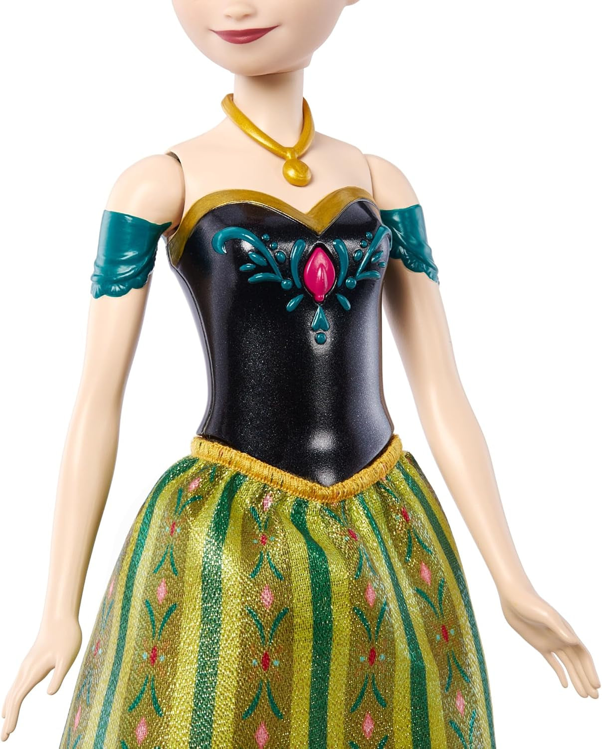 Mattel Toys Disney Frozen Anna Singing Fashion Doll in abito iconico canta "Per la prima volta" dal film Disney in inglese, francese, tedesco, italiano, JDL59