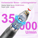Lima per unghie elettrica senza fili - 35000 giri/min per unghie in gel, lima per unghie professionale e acrilica 12 in 1, set per manicure e pedicure a 5 velocità