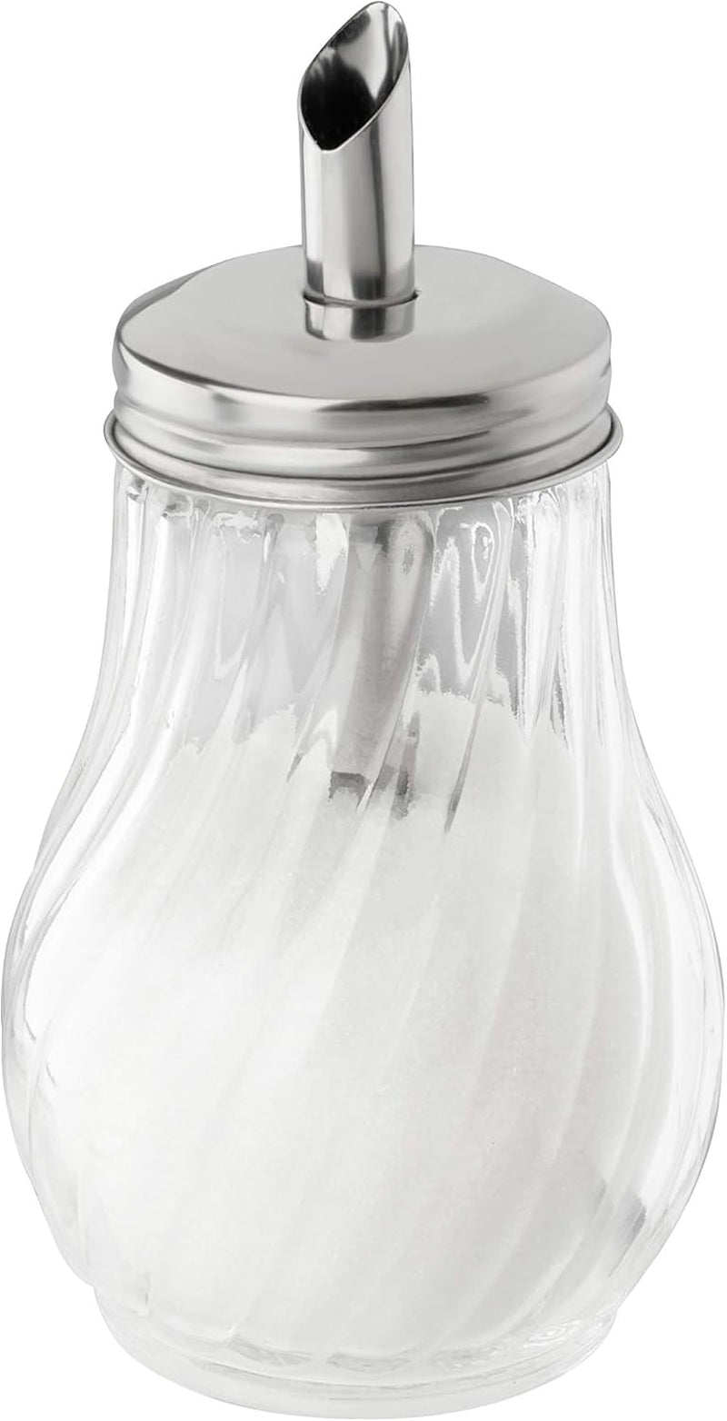 Distributore di zucchero FMprofessional FLEURETTE da 280 ml, contenitore in vetro, contenitore per un facile dosaggio, contenitore per varie occasioni, contenitore di alta qualità (colore: argento), quantità: 1 pezzo