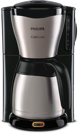 PHILIPS Café Gaia Macchina per caffè espresso con filtro - Caraffa termica in acciaio inossidabile, Sistema antigoccia, Aroma intenso, Spegnimento automatico, 1300 ml, Nero (HD7546/20)