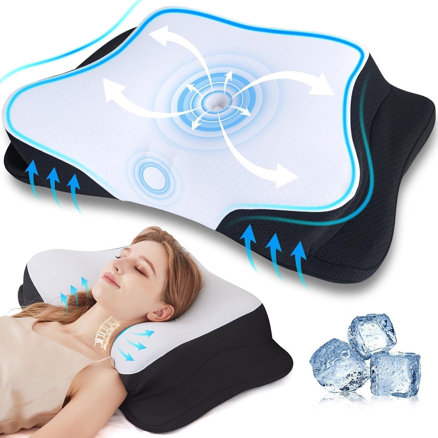 SUPA MODERN Memory Foam Pillow Side Sleeper Cooling Pillow 60X40 Orthopedic Back Side Stomach Neck Pain Relief Pillow Cervical Orthopedic Pillows Naty Shop Default Title