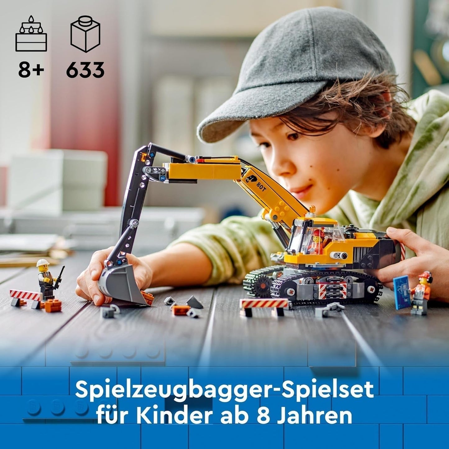 Escavatore cingolato LEGO City, escavatore giocattolo per bambini a partire da 8 anni, giocattolo costruibile con modello di escavatore, camion costruibile con accessori e 3 minifigure 60420 Set di costruzione Besuche den LEGO-Store