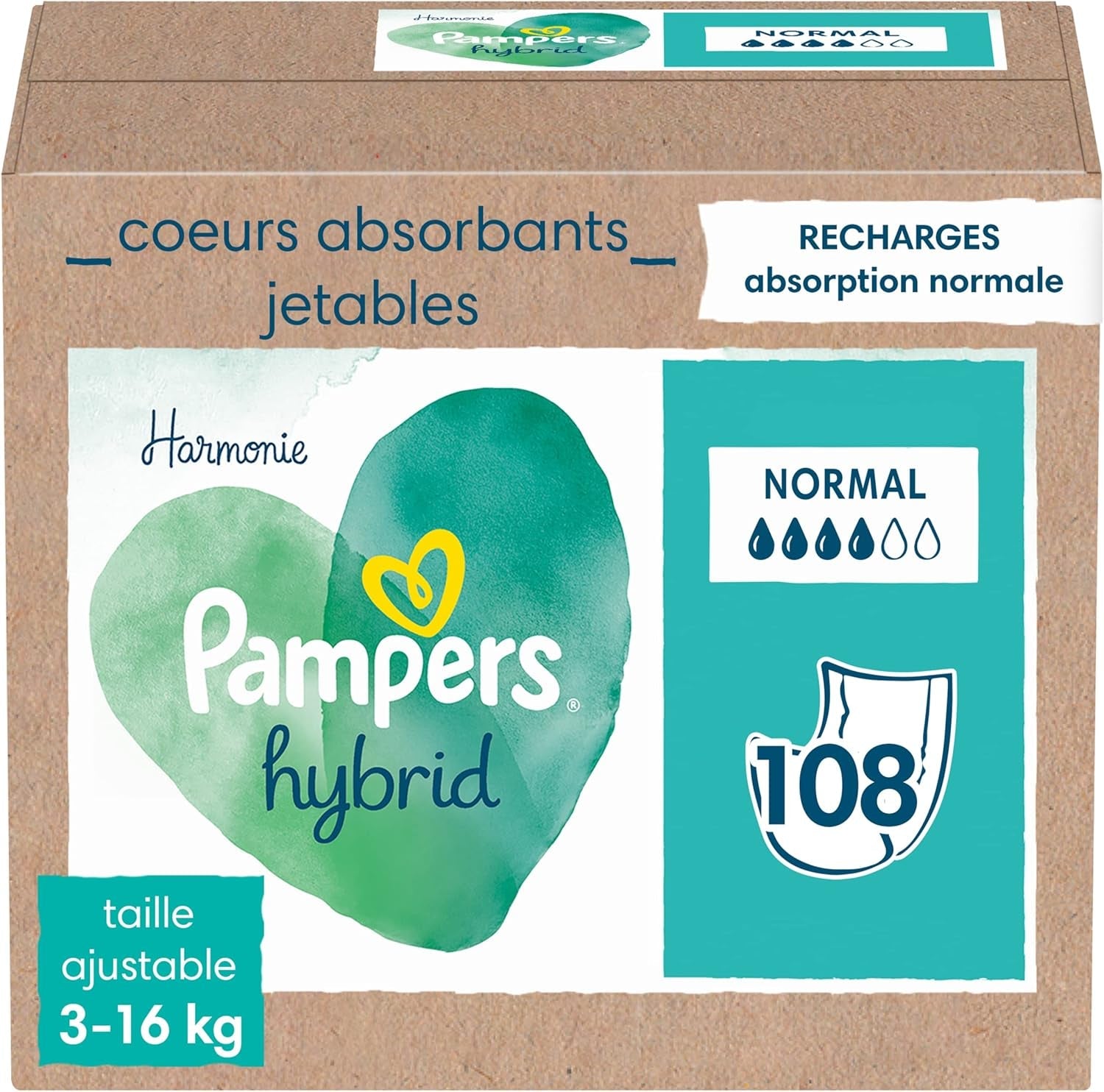 Pampers (Vecchia Versione), Confezione da 108 Assorbenti in Foglio Singolo, Standard - 1 Pezzo