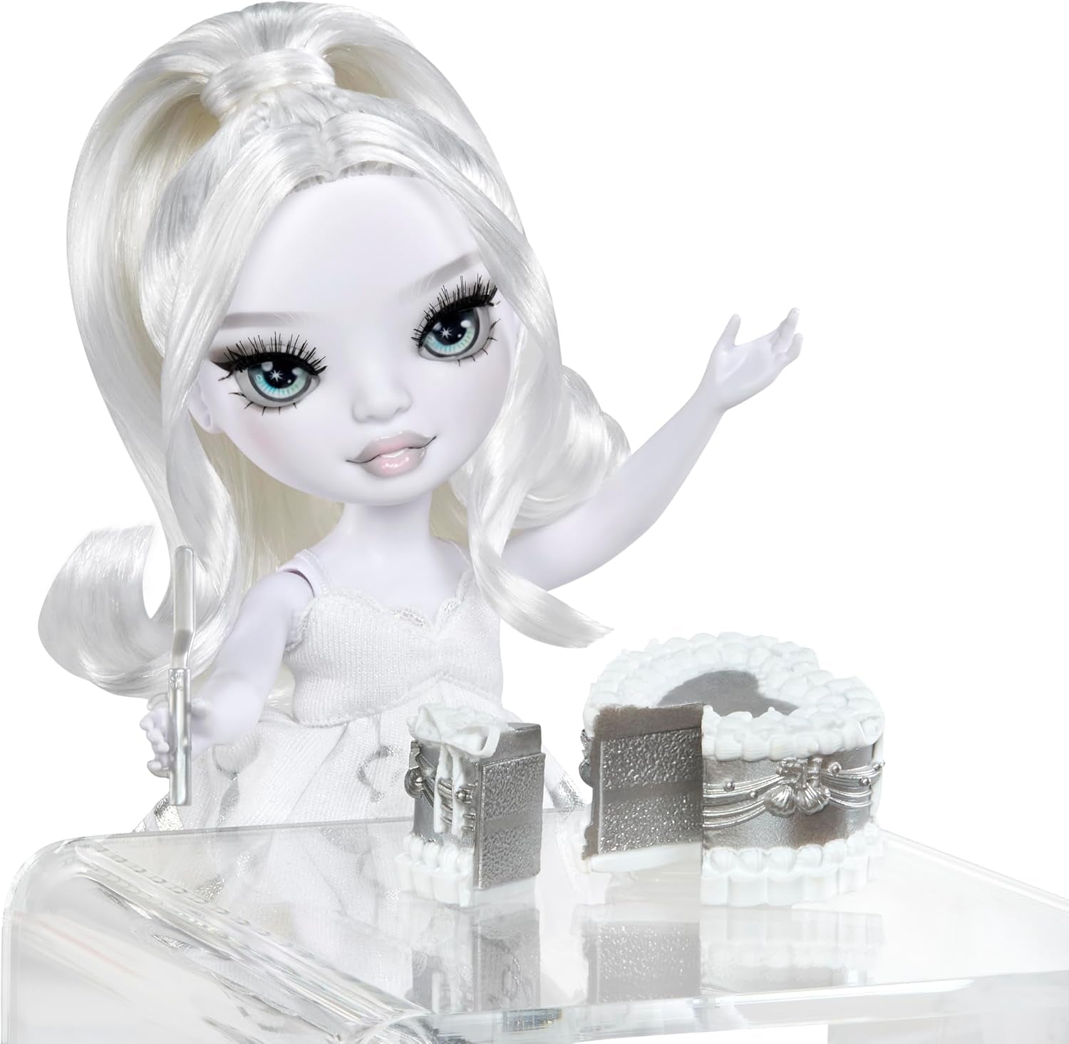 Rainbow High Shadow High Girl's Night Doll - Natasha Zima - bambola fashion da 28 cm nei toni del grigio, capelli bianchi e vestito argento con accessori e pettine - Per collezionisti e bambini dai 6 anni in su