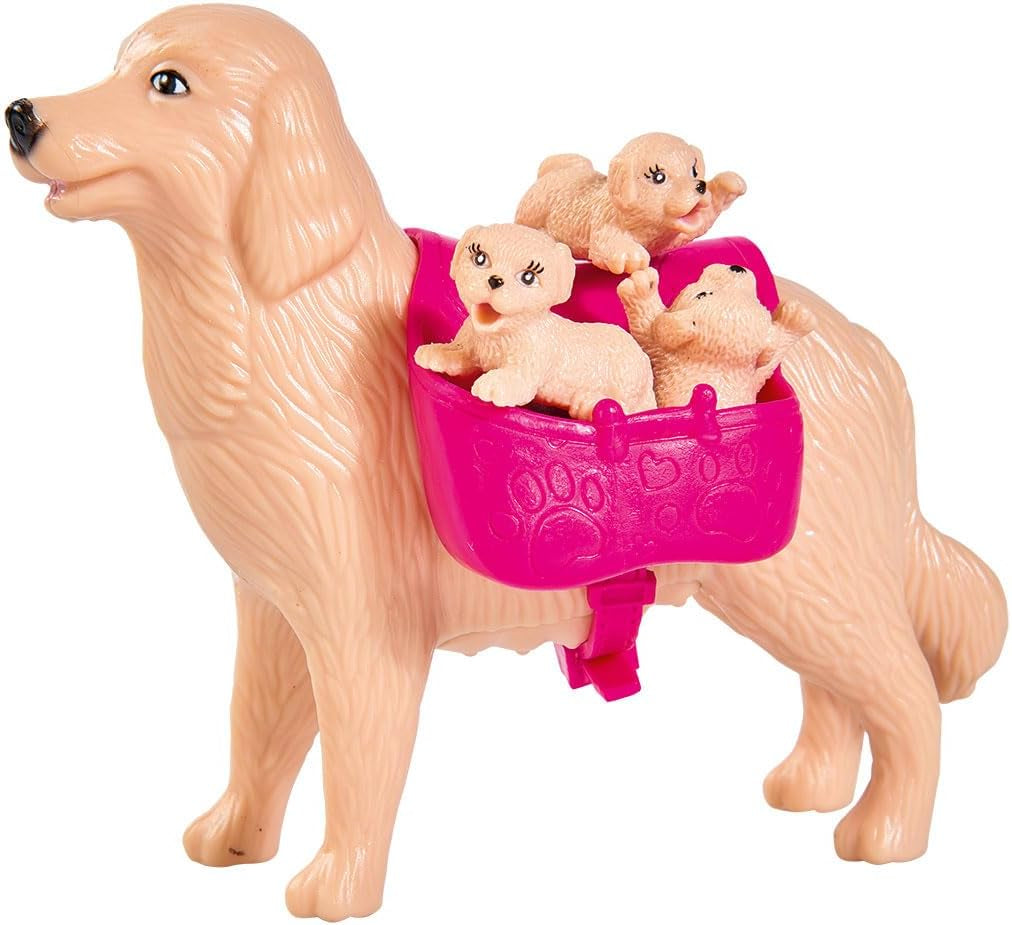 Simba 105733072 - Evi Love Dog Sitter con cane e tre cuccioli, accessori, bambola alla moda, 12 cm, per bambini dai 3 anni in su