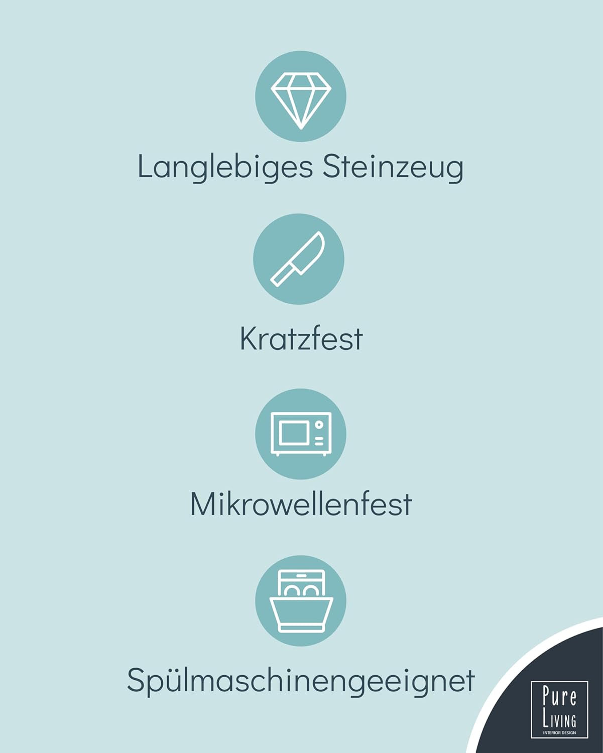 Steingut Geschirrset 12 Personen Rustico 36 tlg. TESTSIEGER, Hochwertiges Landhaussttil Steingut Geschirr Set, Schüssel- und Teller Set, Tafelservice 12 Personen, Geschirrsets Pure Living in Rauchblau