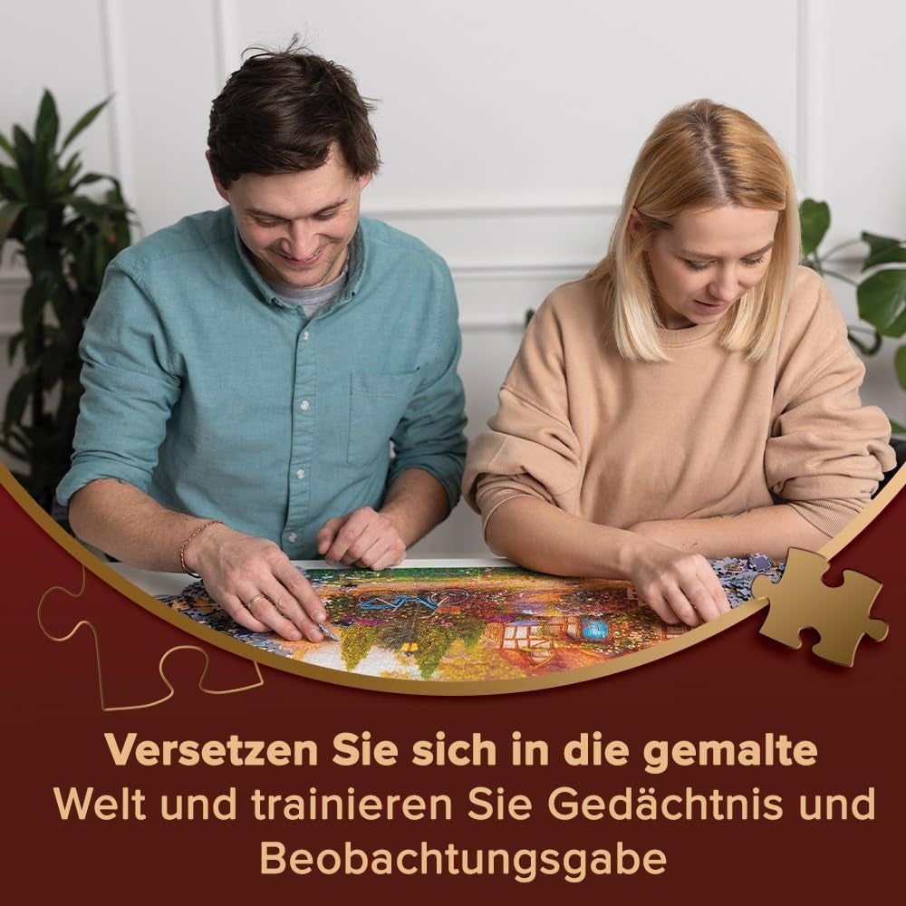 Trefl Premium plus Quality - Puzzle Tea Time: Case Stoney Lane - 1000 pezzi, Serie di immagini dipinte nostalgiche, Abbinamento ideale dei pezzi, Per adulti e bambini dai 12 anni Puzzle Naty Shop