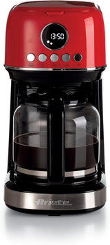 Ariete Moderna 1396 Macchina per caffè espresso con filtro per preparare caffè americano Fino a 15 tazze Caraffa in vetro Piastra riscaldante Display LCD Filtri rimovibili e lavabili Bianco