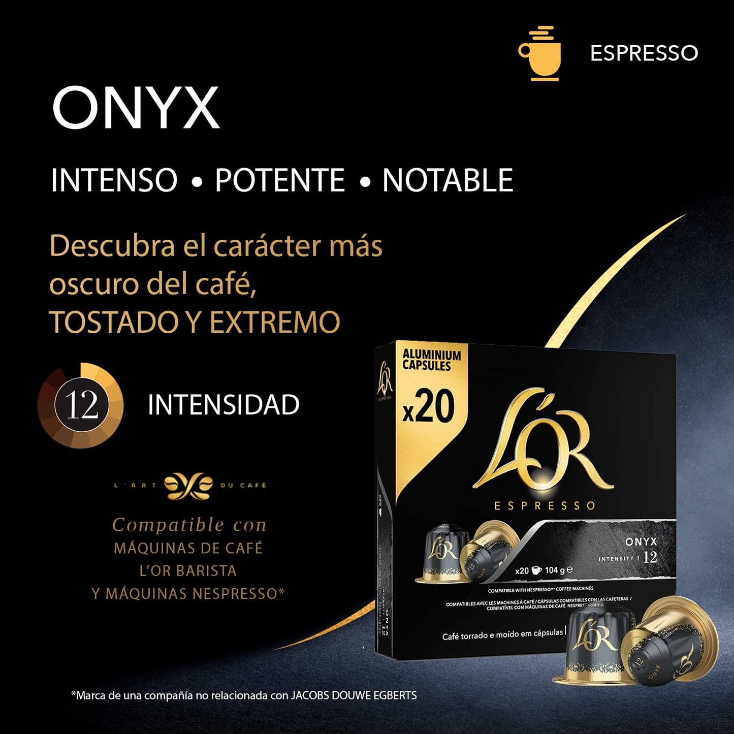 L'OR Espresso Kaffeekapseln Onice | Intensità 12 | 200 capsule compatibili Nespresso (R)* - Esclusiva Amazon
