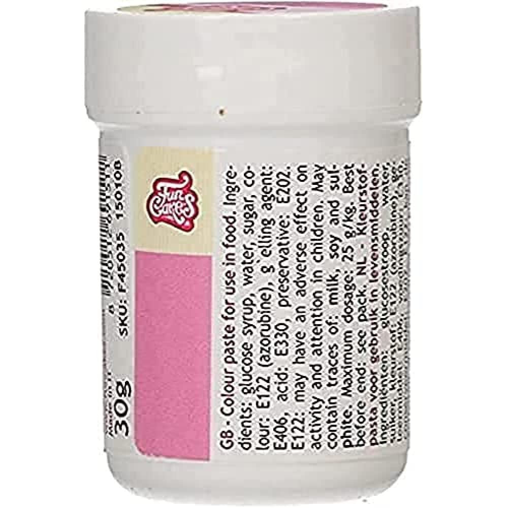 Colorante alimentare concentrato Funcakes Paste Color Rosa; per pasta, panna, fondente, marzapane, pasta, pasta da modellare e pasta per fiori. Halal e Kosher. 30 g