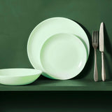Servizio da tavola in vetro opalino, verde, 12 pezzi, per 4 persone