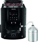 Macchina per caffè espresso automatica KRUPS Arabica Picto, design compatto, facile da usare, controllo rotativo regolabile intuitivo, montalatte, funzione 2 tazze, macchina per caffè espresso, nero, EA810870