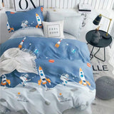 Biancheria da letto per bambini ragazzi con vari modelli, 100% cotone Biancheria da letto - bambini Naty Shop Astronauta e Razzo 135 X 200 cm