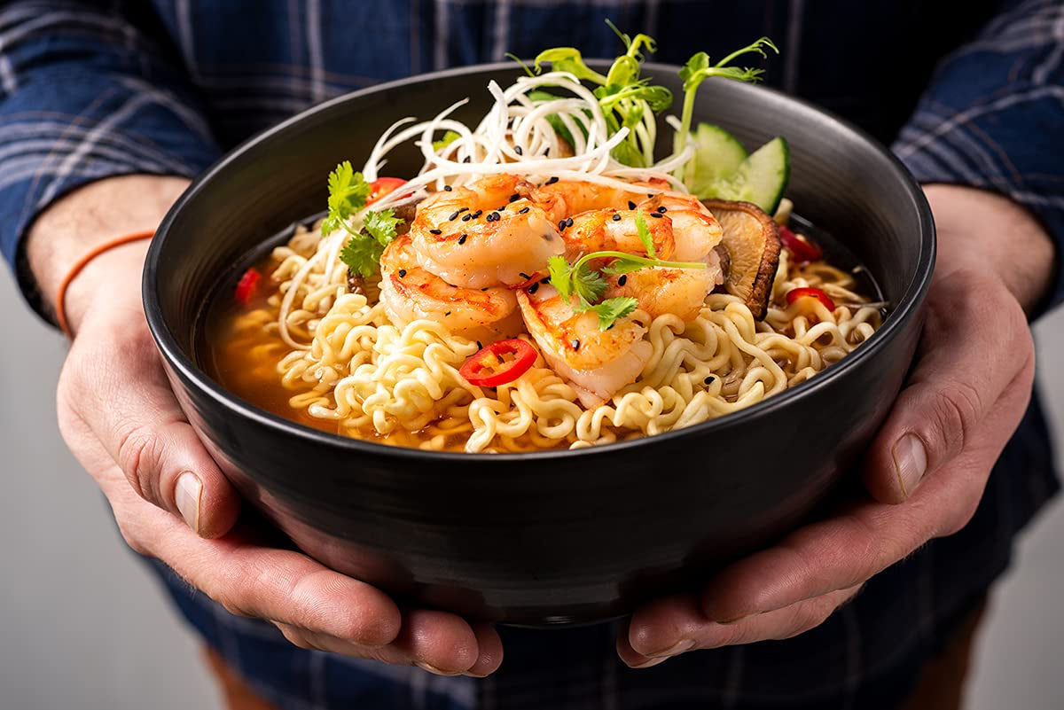 Noodles istantanei Nong Shim con gamberetti, ciotola grande - Zuppa di ramen coreana - Preparazione rapida - 115 g (1 confezione)