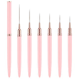 6 pezzi Liner Nailart Pinsel Nageldesign Pinsel Set Dünn Acryl Nagelpunkt-Zeichenwerkzeug Nägel Dünne Nagelpinsel Set Für Lange Linien, Dünne Details, Feines Zichnen 5/7/9/11/15/25 Mm（Rosa）