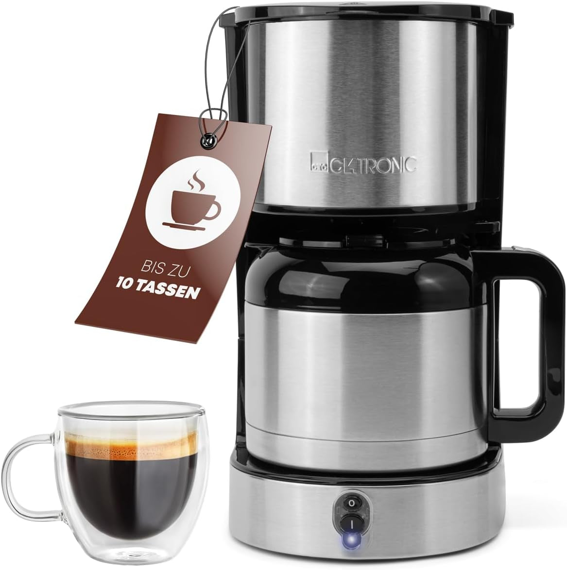 Caffettiera Clatronic® con caraffa thermos per 8–10 tazze di caffè (ca. 1,2 l) | Caffettiera con filtro in acciaio inox | Caraffa termica a doppia parete | Nessuna perdita di temperatura | Caffettiera 800 W | KA3805