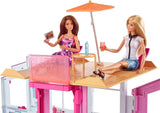 Barbie House Dream Villa Casa a schiera a 3 piani e 5 stanze con accessori come mobili, pieghevole e portaoggetti, giocattoli a partire da 3 anni, DLY32 Naty Shop Case delle bambole