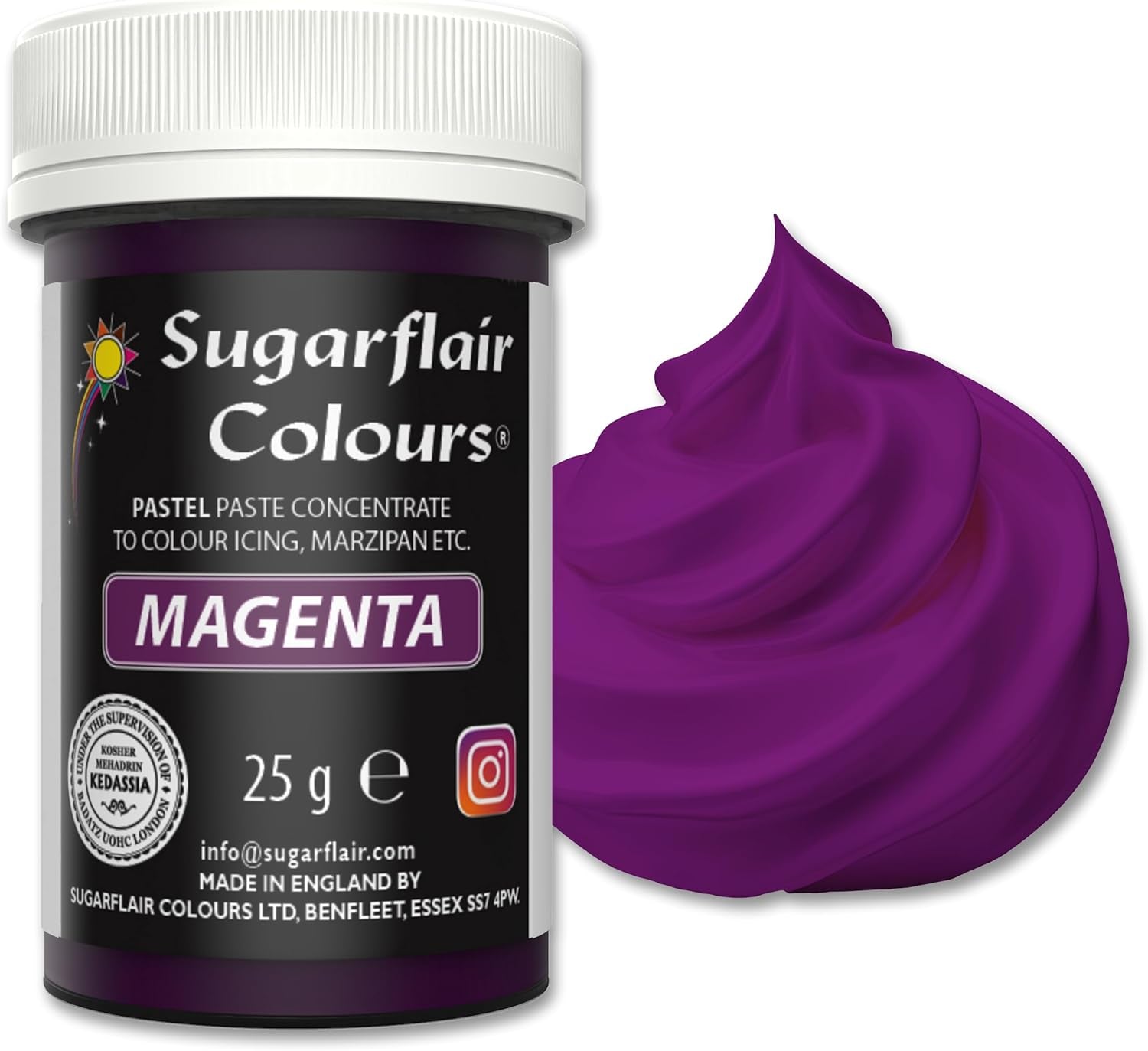 Sugarflair Pasta Colorante Alimentare Pastello Magenta, Colorante Alimentare per Pasta, Fondant e Marzapane, Colori Concentrati Spettrali - 25g
