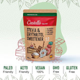Stevia + eritritolo 1:2 sostanza nutriente | 1G = 2GZucker | 100% Zuckerersatz naturale - 0 Kalorien - 0 Glykämischer Index - Keto und Paleo - 0 Netto-Kohlenhydrated - Kein GVO - Castello since 1907 - 850 G Dolcificanti Naty Shop