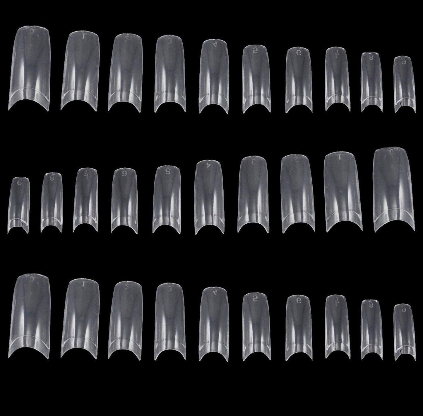 TRIXES 500 punte per unghie in gel, punte per unghie francesi, in acrilico trasparente, per manicure fai-da-te, 10 modelli diversi