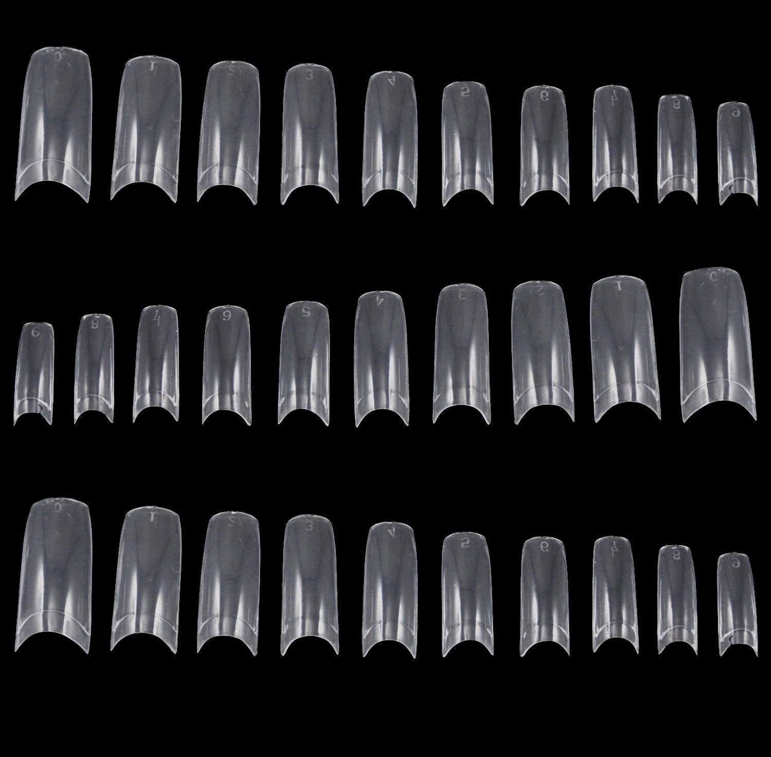 TRIXES 500 punte per unghie in gel, punte per unghie francesi, in acrilico trasparente, per manicure fai-da-te, 10 modelli diversi