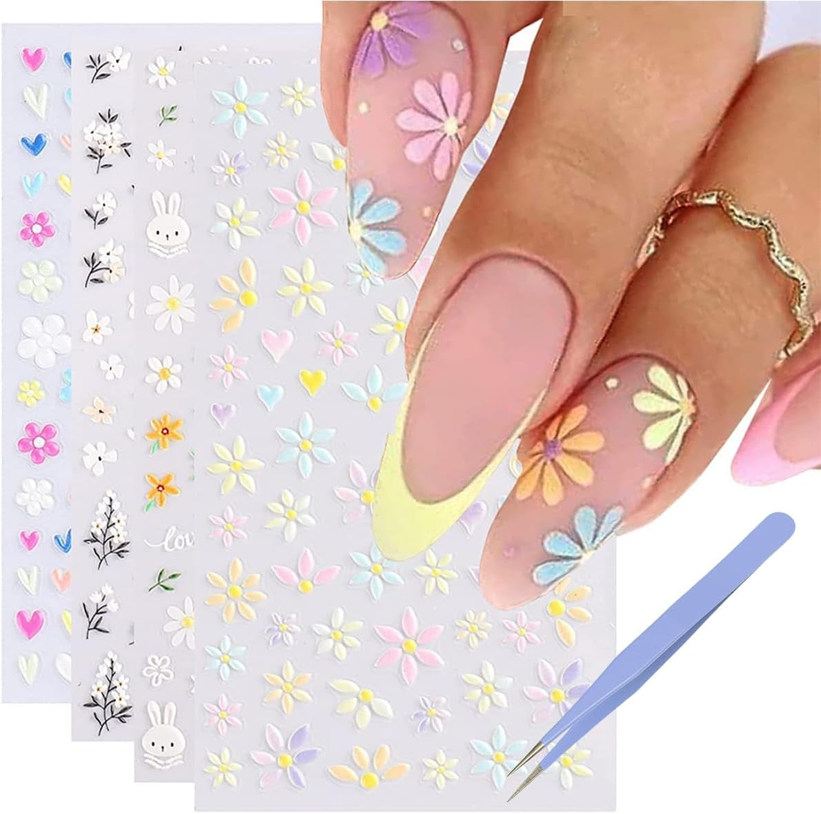 GZMAYUEN 12 colori adesivi per unghie francesi adesivi per unghie in colore sfumato francese 3D accessori per unghie autoadesivi per design per unghie