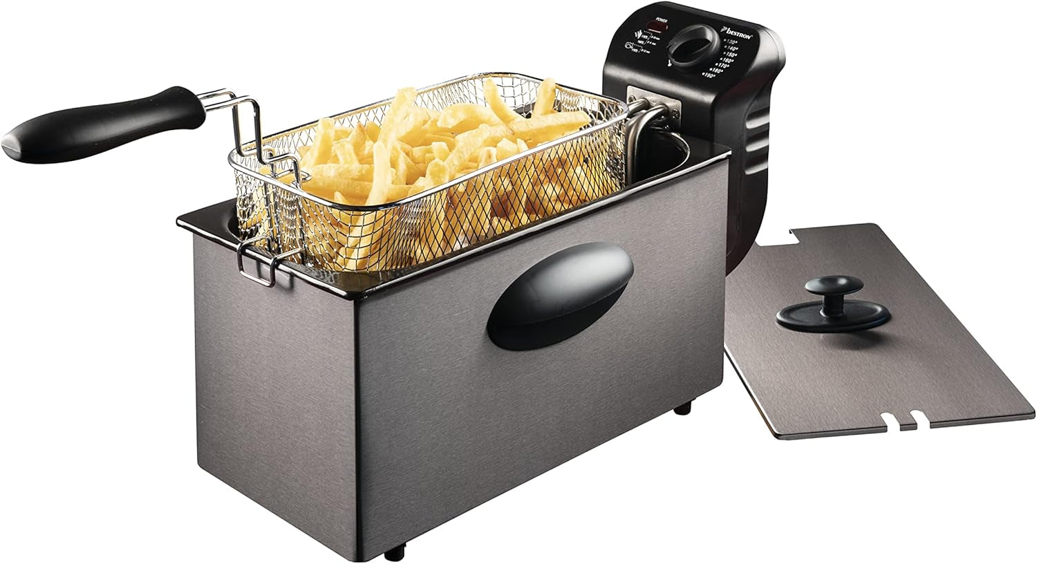 Friggitrice ad olio Bestron con tecnologia zona fredda, 3,5 litri, 2000 watt Elettrodomestici Naty Shop Antracite Singola
