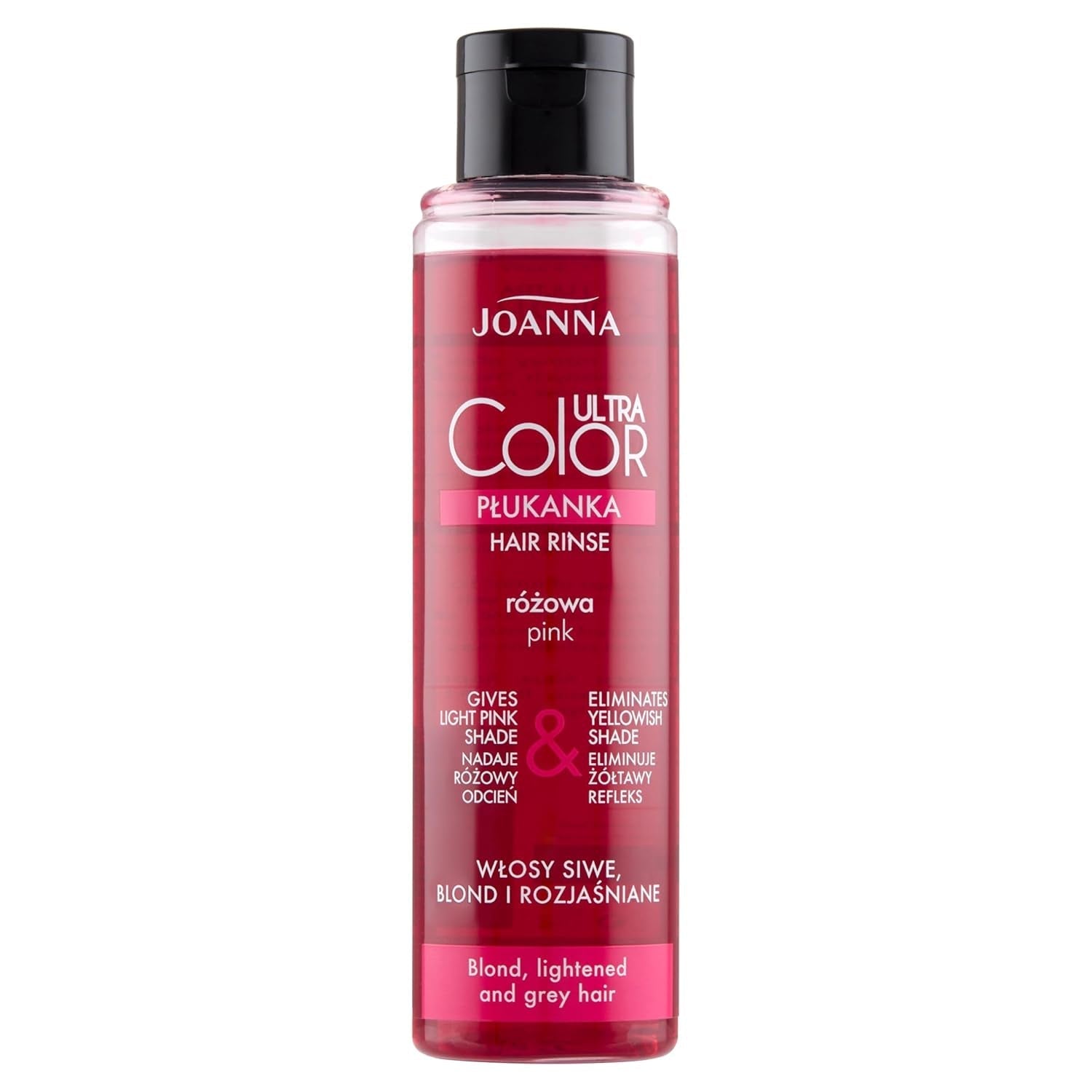 Joanna Ultra Color - Balsamo colorante rosa per capelli biondi e chiari - Rosa pastello - Lucentezza naturale - Rimuove la tinta gialla dai capelli biondo-grigi - Effetto temporaneo - Tintura per capelli 150 ml Naty Shop Sfumature di biondo rosa 150 Ml (1 confezione)